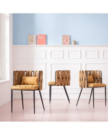 Chaise avec accoudoirs jaune et acier