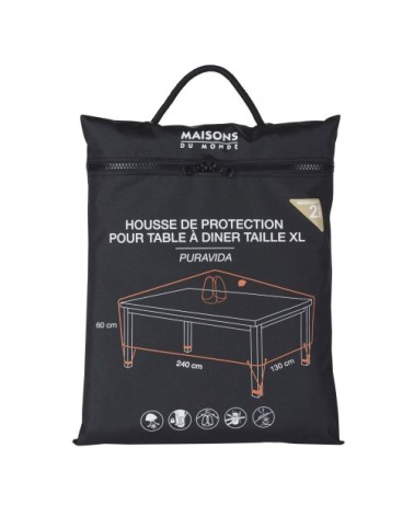 Housse de protection pour table de jardin rectangulaire noire L240