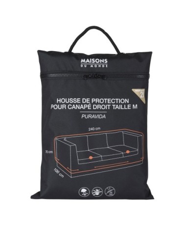 Housse de protection pour canapé de jardin droit 3 places noire