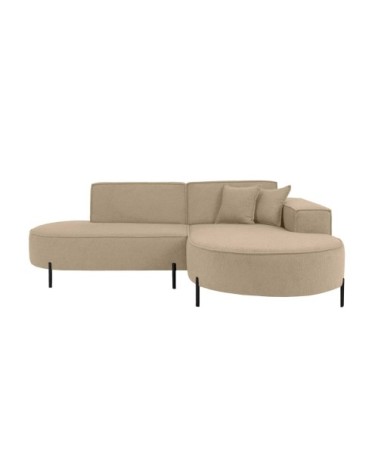 Canapé d'angle droit 4 places marlon en tissu bouclette taupe
