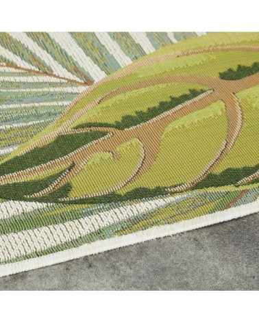 Tapis tissé imprimé jungle écru et vert 160x230