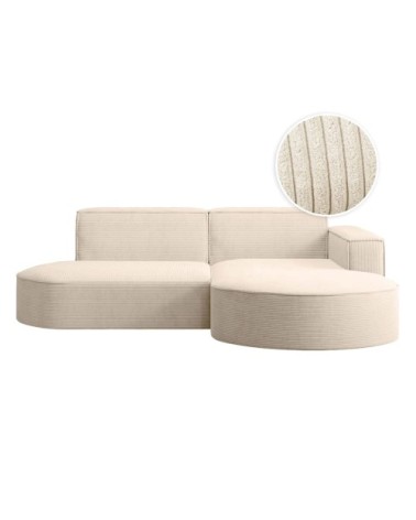 Canapé d'angle droit 4 places marla en velours côtelé - beige