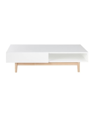 Table basse style scandinave 2 tiroirs blanche