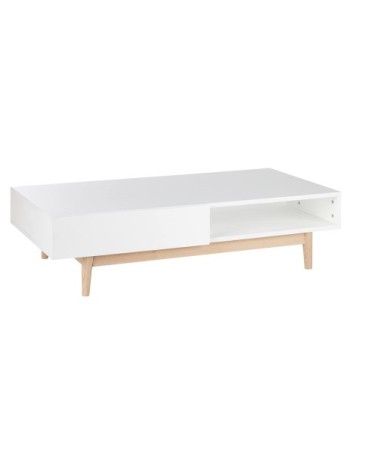 Table basse style scandinave 2 tiroirs blanche