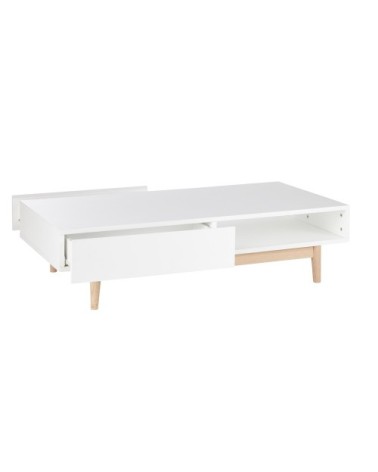 Table basse style scandinave 2 tiroirs blanche