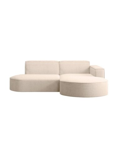 Canapé d'angle droit 4 places marla en velours côtelé - beige