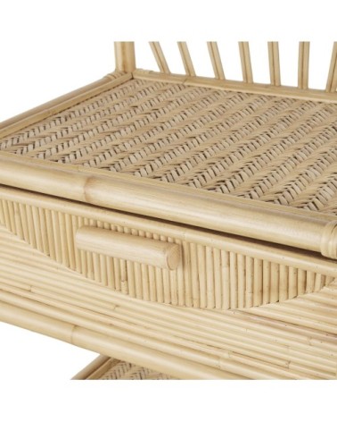 Table de chevet 1 tiroir en rotin beige