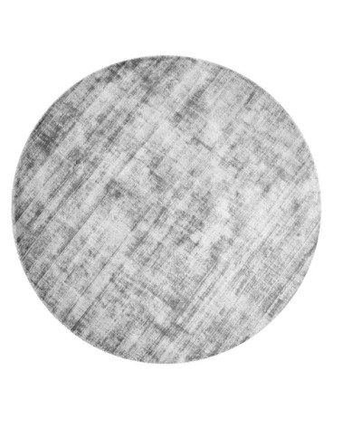 Tapis rond en viscose bleu vert et écrue D160