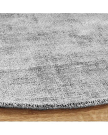 Tapis rond en viscose bleu vert et écrue D160