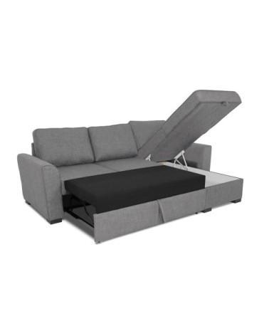 Canapé d'angle convertible 3/4 places gris