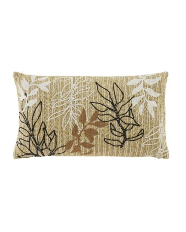 Coussin motifs feuilles beiges, écrues, terracotta et noires 30x50