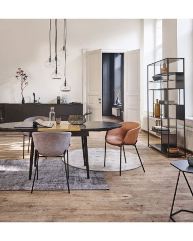 Tapis rond en viscose bleu vert et écrue D160