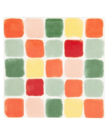Dessous de plat en grès motifs graphiques multicolores