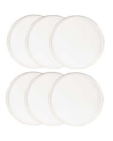 Assiette plate en porcelaine blanche et dorée