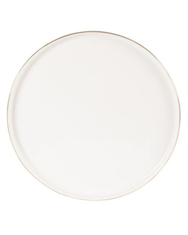 Assiette plate en porcelaine blanche et dorée