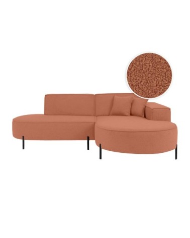 Canapé d'angle droit 4 places marlon en tissu bouclette terracotta