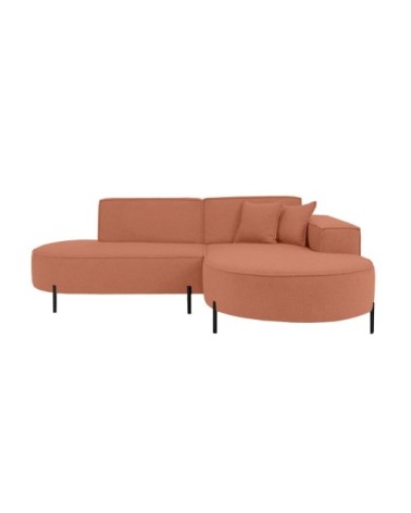Canapé d'angle droit 4 places marlon en tissu bouclette terracotta