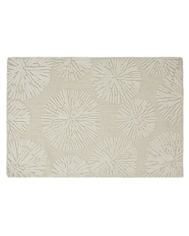 Tapis en laine ciselée écrue et grise 140x200