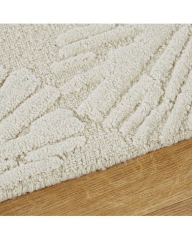 Tapis en laine ciselée écrue et grise 140x200