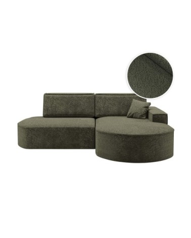 Canapé d'angle droit convertible 4pl marlo tissu chenille vert foncé