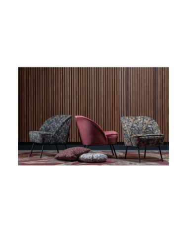 Fauteuil lounge en velours noir  et  or