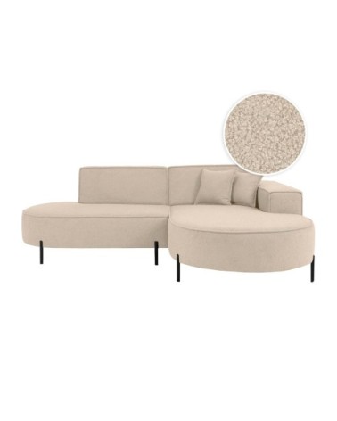 Canapé d'angle droit 4 places marlon en tissu bouclette beige