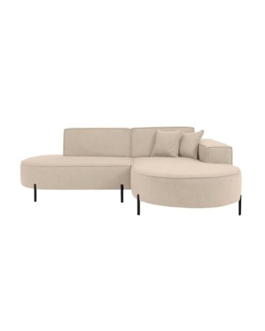 Canapé d'angle droit 4 places marlon en tissu bouclette beige