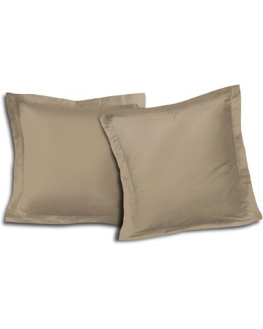 Lot de 2 taies carrées 100% coton - Beige - 63x63 cm