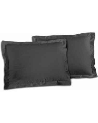 Taies d'oreiller en coton gris 50x70