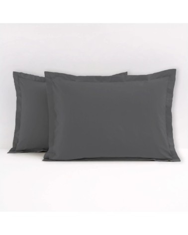 Taies d'oreiller en coton gris 50x70