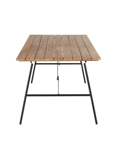 Table de jardin pliante en bois d'acacia et acier noir 6 personnes L180