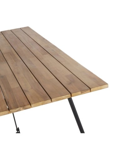 Table de jardin pliante en bois d'acacia et acier noir 6 personnes L180