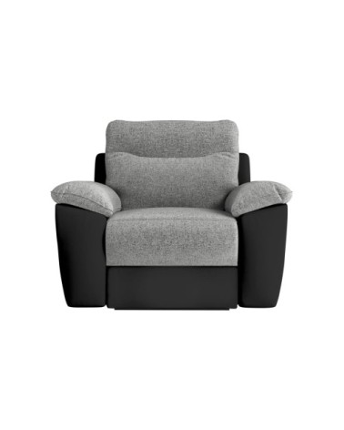 Canapé relax manuel 2 places et fauteuil, tissu et simili - noir/gris