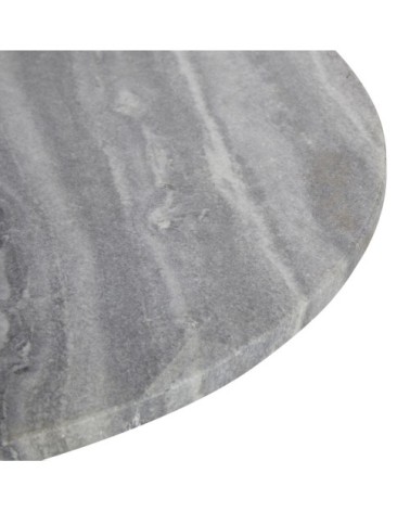 Bout de canapé en marbre gris et métal noir