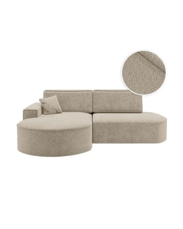 Canapé d'angle gauche convertible 4pl marlo en tissu chenille beige