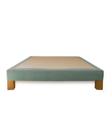Sommier déco vintage menthe pastel lin et coton bio 140x190