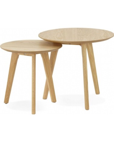 Table gigogne design couleur chêne clair d50cm