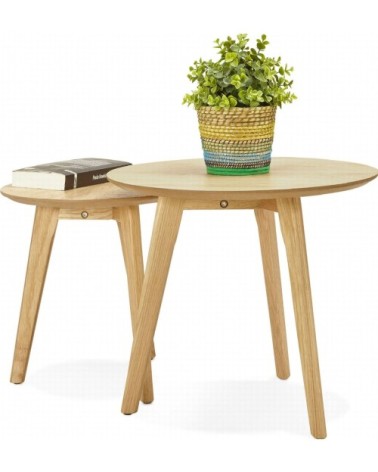 Table gigogne design couleur chêne clair d50cm