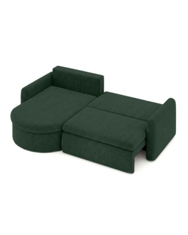 Canapé angle reversible convertible 4p vera velours côtelé vert foncé