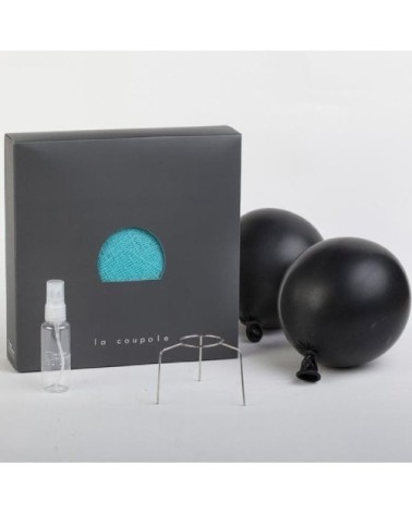 Suspension coupole en fils tressés bleu azur