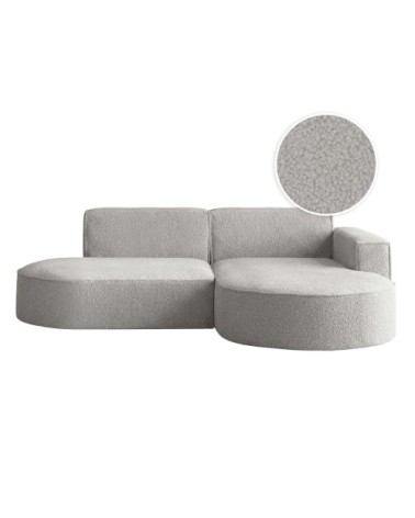Canapé d'angle droit 4 places marla en tissu bouclette - gris clair