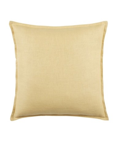 Coussin en lin lavé jaune vanille 60x60, OEKO-TEX®