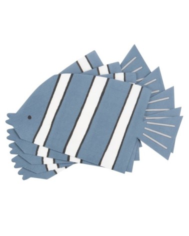 Serviettes en papier imprimé poisson bleu (x20)