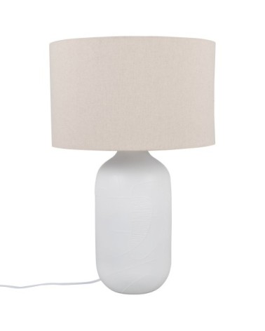 Lampe en céramique blanche et abat-jour en coton recyclé écru