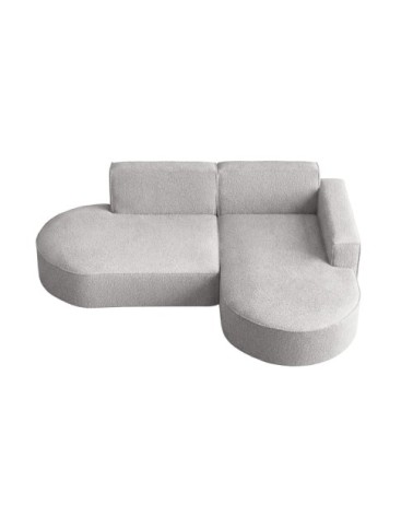 Canapé d'angle droit 4 places marla en tissu bouclette - gris clair