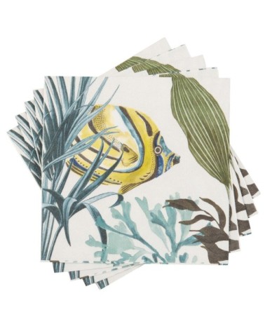 Serviettes en papier motif fond marin multicolore (x20)