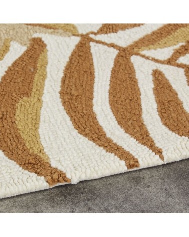 Tapis en polypropylène imprimé végétal écru, jaune moutarde et beige 160x230