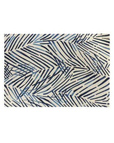 Tapis en polypropylène imprimé végétal bleu et blanc 160x230