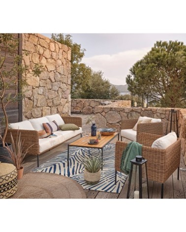 Tapis en polypropylène imprimé végétal bleu et blanc 160x230