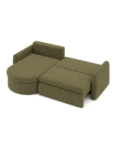 Canapé angle reversible convertible 4p vera velours côtelé vert kaki
